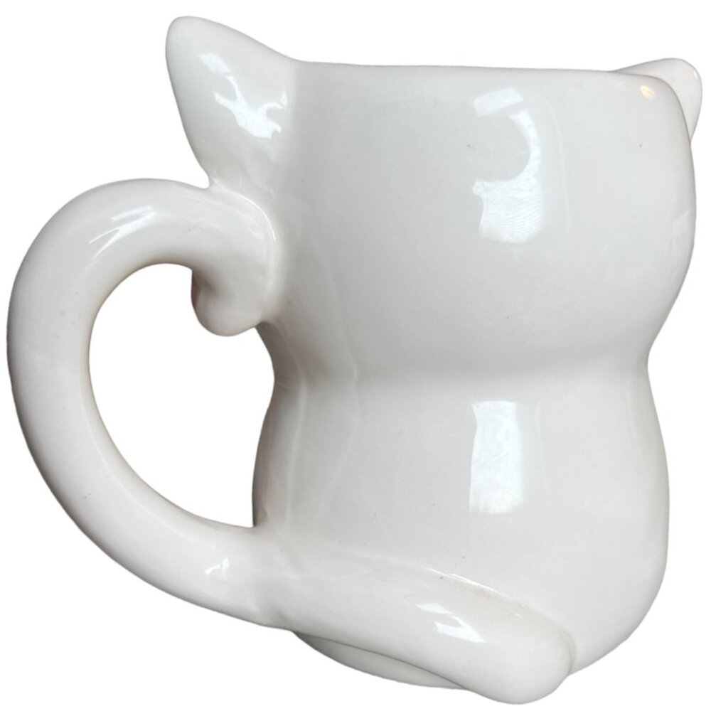 3D Ceramic Cat Mug Planter Flowers in Hair Glazed Charming Pristine 16 oz - Picture 4 of 12